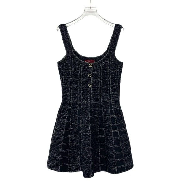 Gucci Black Checkered Knit Dress - Picture 1 of 8